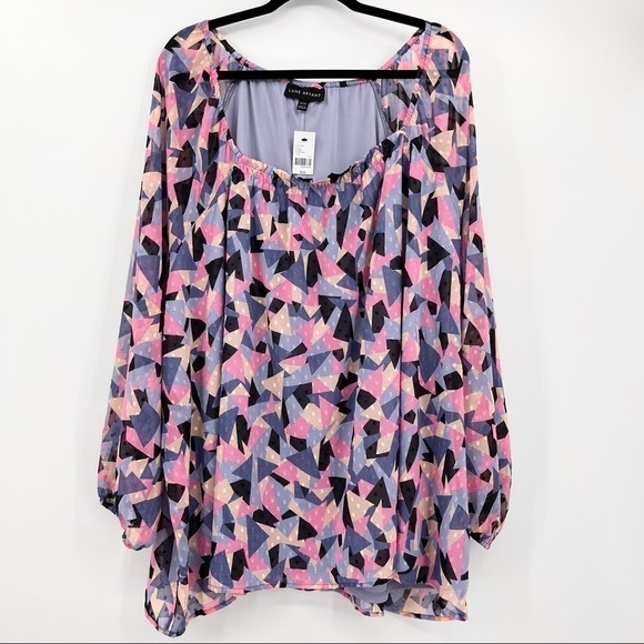 NWT Lane Bryant Swiss Dot Geometric Print Blouse Top 34/36 - Picture 1 of 12